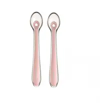 Set 2 lingurite din silicon pentru copii KikkaBoo Pink in cutiuta depozitare,Recomandata de la 4 luni,Fara BPA,Textura extrem de moale