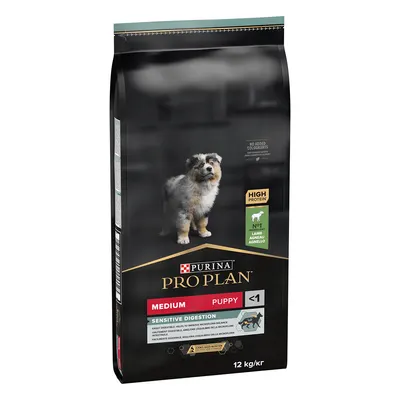 PURINA Pro Plan Sensitive Digestion Puppy M, Miel, hrană uscată câini junior, sensibilități digestive, 12kg