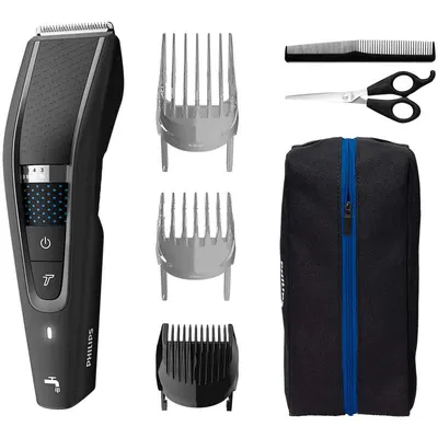 Aparat de tuns Philips Seria 5000 HC5632/15, Tehnologie Trim-n-Flow Pro, 90 min utilizare fara fir, 28 setari lungime, Mod Turbo, Negru