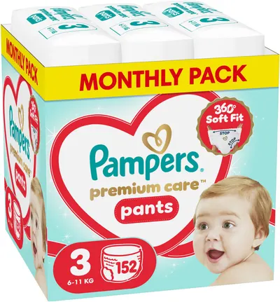 Scutece - chiloțel Pampers Premium Care - Mărimea 3, 6-11 kg, 152 buc