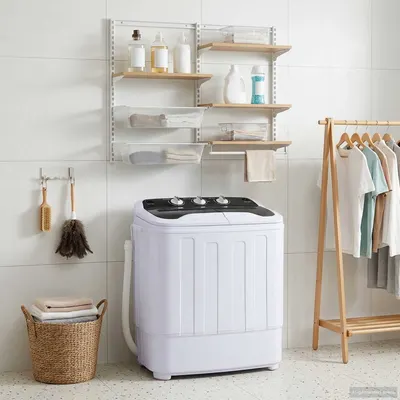 vidaXL Mașină de spălat mini cu două cuve 3,6 kg Negru și Alb