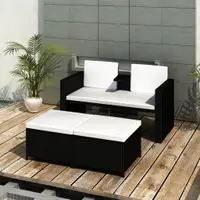 Gossi set mobilier de gradina cu perne, 4 piese, negru, poliratan