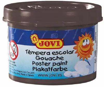Vopsea tempera Jovi - negru, în borcane, 5 x 35 ml