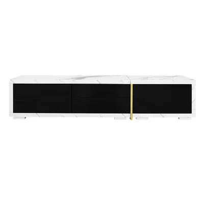 Dulap TV rotativ, Lungime variabilă, 140-260x40x30 cm, Alb+Negru