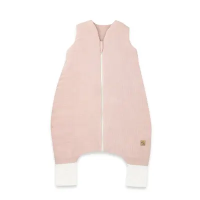 Sac de dormit, Qmini, Cu picioruse, De iarna, Din muselina dubla, Cu fermoar pe mijloc, 90 cm, S, Material certificat Oeko Tex Standard 100, Powder Pink