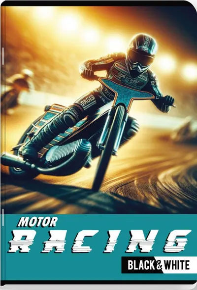 Caiet Black&White Racing - A5, 80 foi, rânduri largi, sortiment