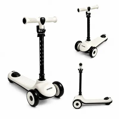Trotineta pliabila pentru copii Nichiduta Rainbow Rider Black, cu functii muzicale si lumini LED, ghidon reglabil, manere ergonomice, frana pe roata din spate, dimensiune 60 x 84 cm