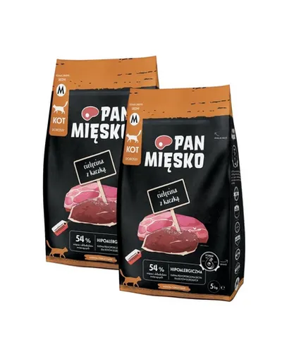 PAN MIĘSKO Vițel cu rață hrană uscată pentru pisici M 2x5 kg
