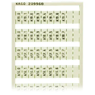 WSB marking card; as card; MARKED; A10.0, A10.1, ..., A19.6, A19.7 (1 each); not stretchable; Vertical marking; snap-on type; white