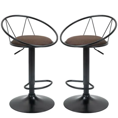 Set 2 scaune bar cu rotire de 360 de grade si suport pentru picioare 51x46x78-100cm HOMCOM | Aosom Romania