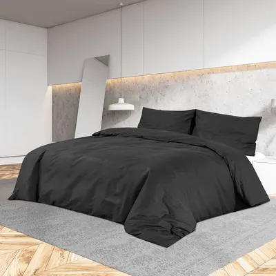 vidaXL Set cu husă de pilotă, negru, 155x220 cm, microfibră