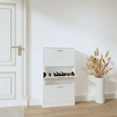 vidaXL Pantofar, alb extralucios, 59x17x108 cm, lemn compozit