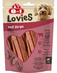 8IN1 Lovies Beef Strips 80 g recompensă pentru câini cu carne de vită coaptă
