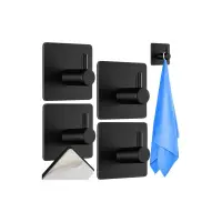 Agatatoare prosop, adeziva, sarcina maxima 3 kg, set 4 bucati, otel inoxidabil negru mat
