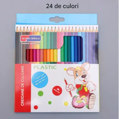 Creioane colorate 17cm SkyGlory 24 culori, 6/set Engros
