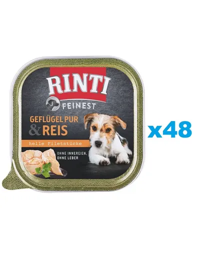 RINTI Feinest Poultry Pure&Rice hrana caini 48x150 g pasare si orez