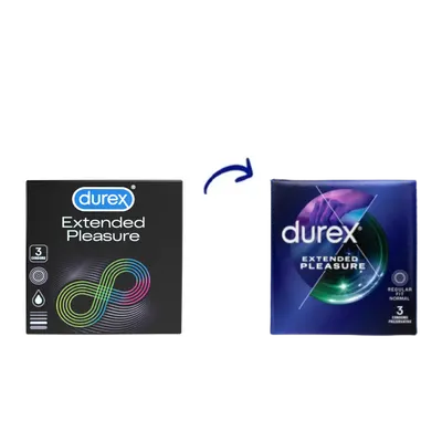 Prezervative Extended Pleasure, 3 bucati, Durex