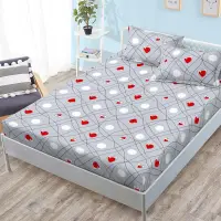 (OFERTA 3 la 159 Lei) Cearsaf cu elastic, FINET, 180x200cm, 2 fete de perne 50x70cm, Gri, inimioare