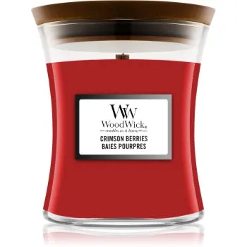 Woodwick Crimson Berries lumânare parfumată cu fitil din lemn