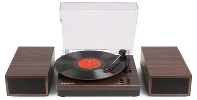 Gramofon Fenton - RP165D, cu difuzoare, manual, Bluetooth, maro