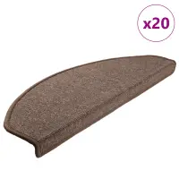 vidaXL Covorașe pentru scări, 20 buc., 65x24x4 cm, maro cafea, semirotunde, mari