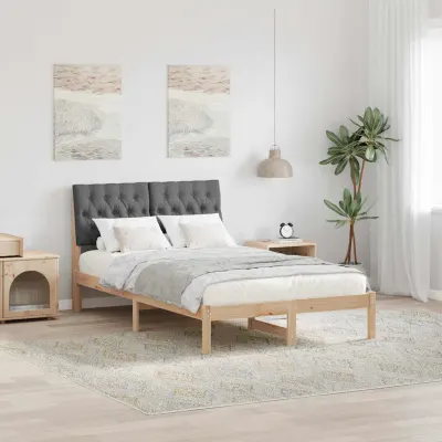 vidaXL Cadru de pat cu tăblie tapițată cu headboard Maro 120 x 200 cm