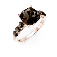 Inel din aur roz cu cuart fumuriu cushion de 3.47ct