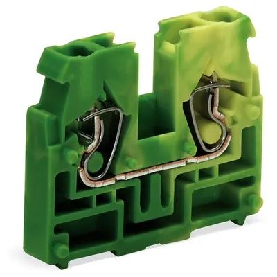2-conductor end terminal block; without push-buttons; with fixing flange; for screw or similar mounting types; Fixing hole 3.2 mm Ø; 2.5 mm²; CAGE CLAMP®; 2,50 mm²; green-yellow