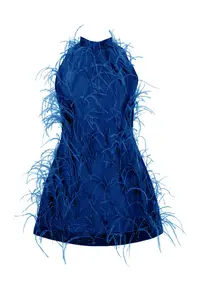 Rochie scurta cu pene ALMEEA - Albastru electric