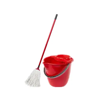 Mop Set galeata 12 L & mop cu coada metalică pentru pardoseli - mop 200 gr bumbac EN-GROSS