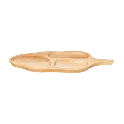 Platou pentru servire, din lemn de fag, in forma de frunza 49x24 cm / EXT 7261 Engros