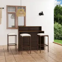 vidaXL Set mobilier bar de grădină cu perne, 4 piese, maro