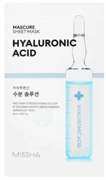 Missha Mascure Mască de față cu folie Hydra Solution Hyaluronic Acid, 28 ml