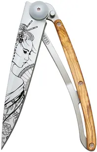 Cuțit de buzunar Deejo Olive Wood - Geisha, 37 g