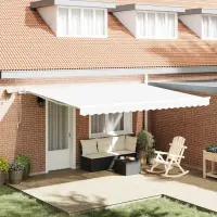 vidaXL Copertină retractabilă Alb 450 × 350 cm Țesătură și Aluminiu