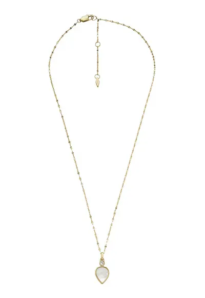Colier de otel inoxidabil cu pandantiv Mother of Pearl - Auriu/Transparent