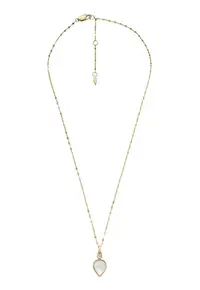 Colier de otel inoxidabil cu pandantiv Mother of Pearl - Auriu/Transparent