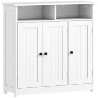 HOMCOM Dulap de Baie Îngust cu 3 Uși 2 Compartimente Deschise Poliță Reglabilă 85x30x85 cm Alb | Aosom Romania