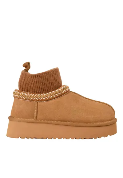 Ghete sport - dama - Z870006B - camel - piele intoarsa - Bej