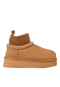 Ghete sport - dama - Z870006B - camel - piele intoarsa - Bej
