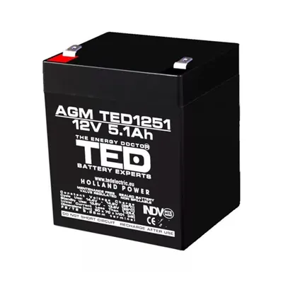 Acumulator AGM VRLA TED TED003157, 12 V, 5.1 Ah, F2