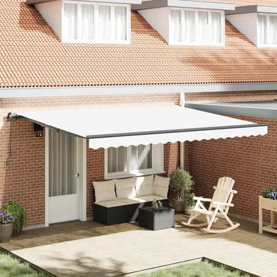 vidaXL Copertină retractabilă Alb 450 × 350 cm Poliester și Aluminiu