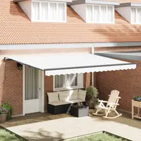 vidaXL Copertină retractabilă Alb 450 × 350 cm Poliester și Aluminiu