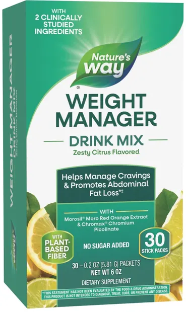 Weight Manager Drink Mix Formulă de control al greutății, fructe citrice, 30 pliculețe, Nature's Way
