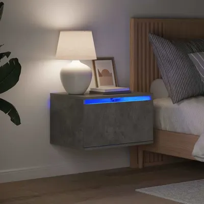 vidaXL Noptieră montată pe perete cu lumini LED, gri beton