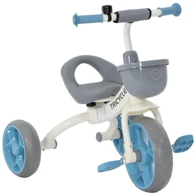 AIYAPLAY Tricicletă evolutivă pentru copii, tricicletă pentru copii de 2 până la 5 ani cu coș frontal și roți EVA, 72 x 52 x 61 cm, albastru | Aosom Romania