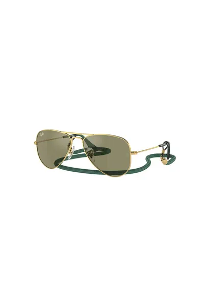 Ochelari de soare aviator cu lentile polarizate si rama metalica - Auriu/Verde feriga