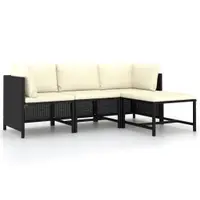 Gossi set mobilier de gradina cu perne, 4 piese, negru, poliratan
