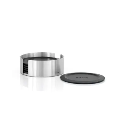 Coasters negre/argintii cu suport 6 buc. din silicon Lareto – Blomus
