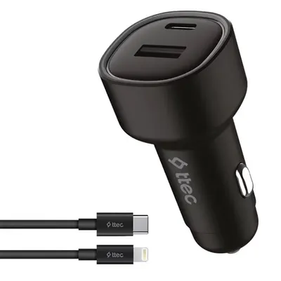 Încărcător auto ttec - SmartCharger Duo PD, USB-C/USB-A, 48W, negru